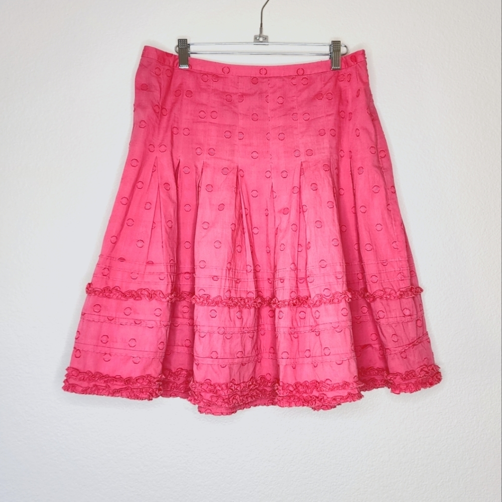 Boden Pink Dot Tired Ruffle Skirt 12R